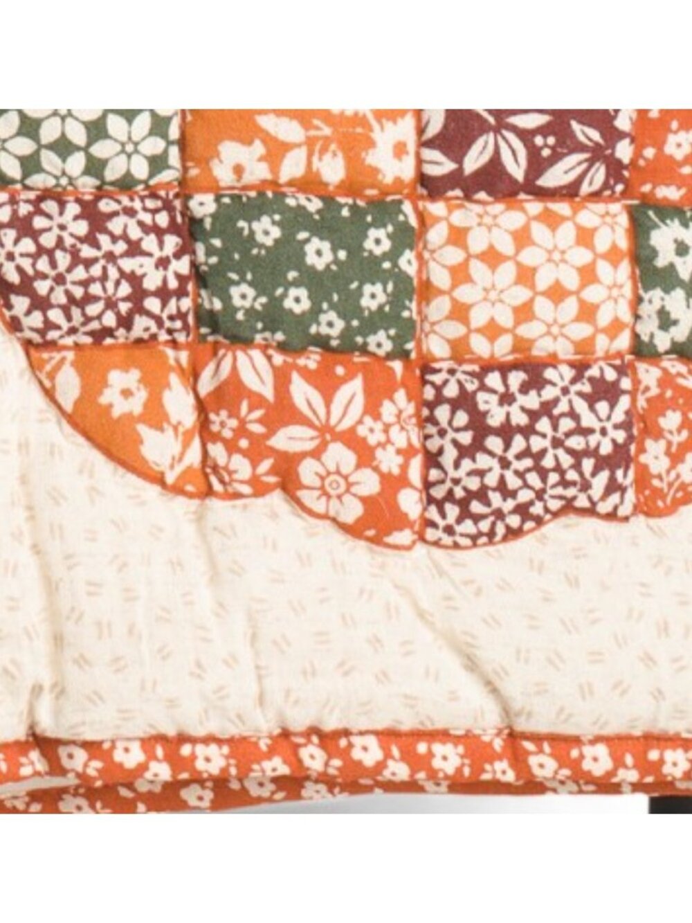 MADE IN INDIA Pumpkin Quilted Vintage Look Throw - Picture 3 of 4